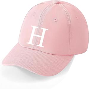 Baseball Cap with Init ial Vintage Adjustable Sunflower Letter Sun Hat Fishing Hats,2025 Retirement Hat Giftss for Women Men (Pink)