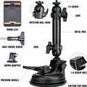 Heavy Duty 100mm Suction Cup w/Adjustable 2-Ball-Head Action Camera Dash Cam Phone Car Mount Vehicle Windshield Holder for iPhone GoPro insta360 DJI Akaso Video Recording (1.5kg Load)
