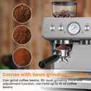 Espresso Machine with Built-in Grinder,Professional 15 Bar Espresso Maker with Milk Frother Steam Wand,Stainless Steel Espresso Coffee Machine with Removable Water Tank for Cappuccino, Latte