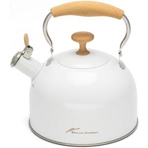 Tea Kettle, 304 Stainless Steel Whistling Tea Kettle,2.5 Quart/2.4L Stovetop Tea pot for Induction & Gas Stove with Ergonomic Folding Handle, Loud Whistle for Tea, Coffee, Milk - Milk White