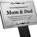 Mom & Dad Memorial | Remembrance Plaque | Stake - Silver and Black Acrylic | Waterproof | Outdoor | Grave Marker | Tribute | Plant Marker | Create A Lasting Remembrance