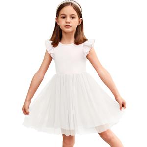 Arshiner Toddler Tutu Dress Little Girls Fluffy Summer Dresses Casual Party Tulle Sundress for Kids (Size 80, White)