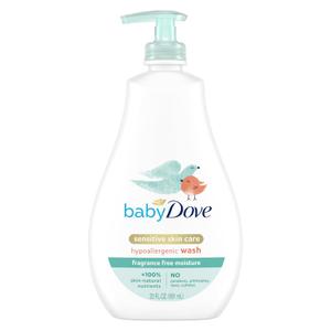 Baby Dove Sensitive Skin Care Baby Wash For Bath Time, Moisture Fragrance Free and Hypoallergenic, Washes Away Bacteria 20 oz (20 Fl Oz (Pack of 1))