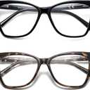 Oversized Reading Glasses Women Cat Eye Photochromic Computer Reader Stylish Ladies Designer Fashion Big Unbreakable Eyewear (Reader ( Black + Demi ))
