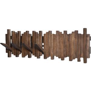 Natural Wood Wall Mounted Piano Coat Rack| Coat Rack Wall Mount| Flip Down Wall Hook Rack 7 Hooks| Entryway Wall Art Hook,Made of Acacia Wood (Wood Wax Oil Dyed Walnut Color).Wall Art