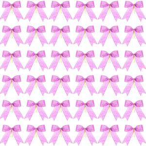 Sumind 36 Pieces Pink Christmas Tree Glitter Bows, 5 x 4 Inch Tie Ribbon Twist Tie Bows for Treat Bags Gift Wrapping Basket Wedding Birthday Valentine Christmas Tree Wreath Garland Decoration