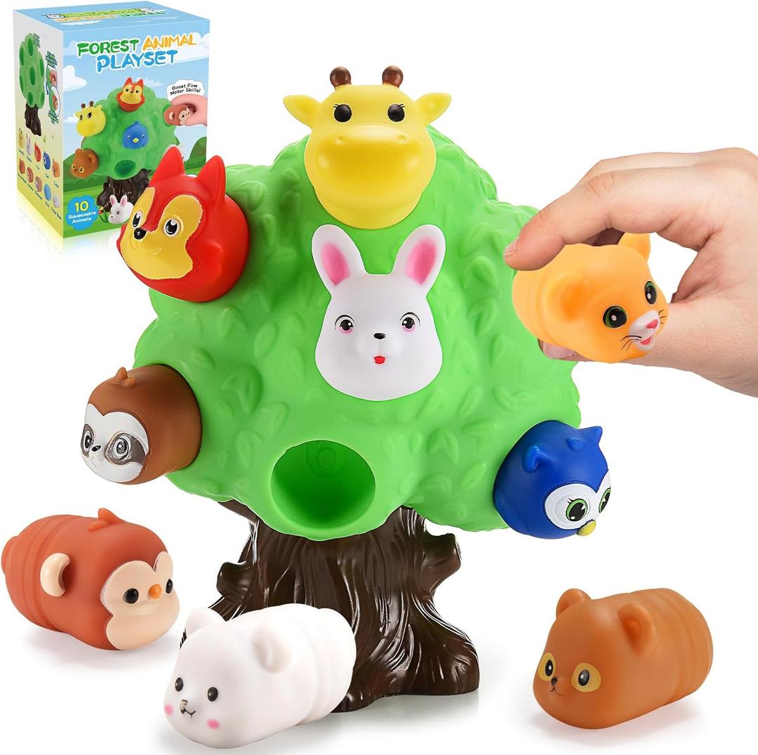 Gifts for 1-5 Year Old Boys, Toddler Toys Farm Animal Learning Toy for Toddlers 1-6 Forest Animal Playset Montessori Toys for 2-6 Girls Sensory Easter Birthday Gifts for Boys (Colorful)