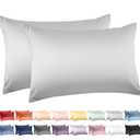 Deep Dream Standard Pillow Cases Set of 2, 100% Cotton Standard Size Pillowcases Sateen Weave, 600 Thread Count Hotel Quality 20x26 Inches, Soft and Breathable Envelope Closure Pillow Case(Silver Grey)