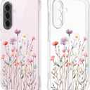 Floral Clear Case for Samsung Galaxy A56 5G for Women Girls,Pretty Phone Cover for Galaxy A56 5G,Flower Design Cute Pattern Slim Soft Drop Proof Protective TPU Bumper Case,FL-37
