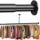 BaiNong Adjustable Closet Rods for Hanging Clothes 17 to 82 inch Black Heavy Duty clothes rod for closet, Laundry, Bathroom, RV Closet Organization and Storage, Black