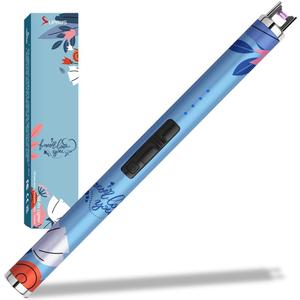 SUPRUS Candle Arc USB Type C Lighter Electric Lighter with Upgraded LED Battery Display Safety Switch Rechargeable Flameless Plasma Windproof Portable for Mothers Day (Blue)