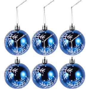 ULTECHNOVO 6pcs Halloween Balls Tree Ornaments, Shatterproof Christmas Decorations Set with Reusable Hand-held Package for Holiday Xmas Tree Decor (6cm) (Blue)