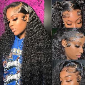 Rozilo Aomllute 30 Inch Deep Wave Lace Front Wigs Human Hair 200 Density 13x4 HD Lace Frontal Wigs Human Hair Pre Plucked Deep Curly Glueless Wigs Human Hair for Women Natural Black