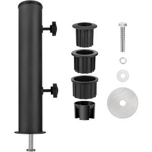 SLIIMU Universal Granite Umbrella Stand Tube Outdoor,Outside Stone Umbrella Stainless Steel Tube Base,Heavy Duty Marble Flag Pole Stake Holder,Table Umbrella Tube Bracket,DIY Umbrella Tube Mount-Black