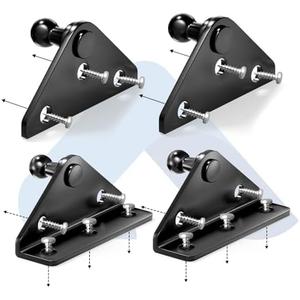 ARANA 10MM Gas Strut Mounting Brackets, Ball Stud Mount Bracket for Universal Lift Supports Shocks Spring Kits Hardware 4PCS with 16 Screws (Only Fits 10mm Ball Head)