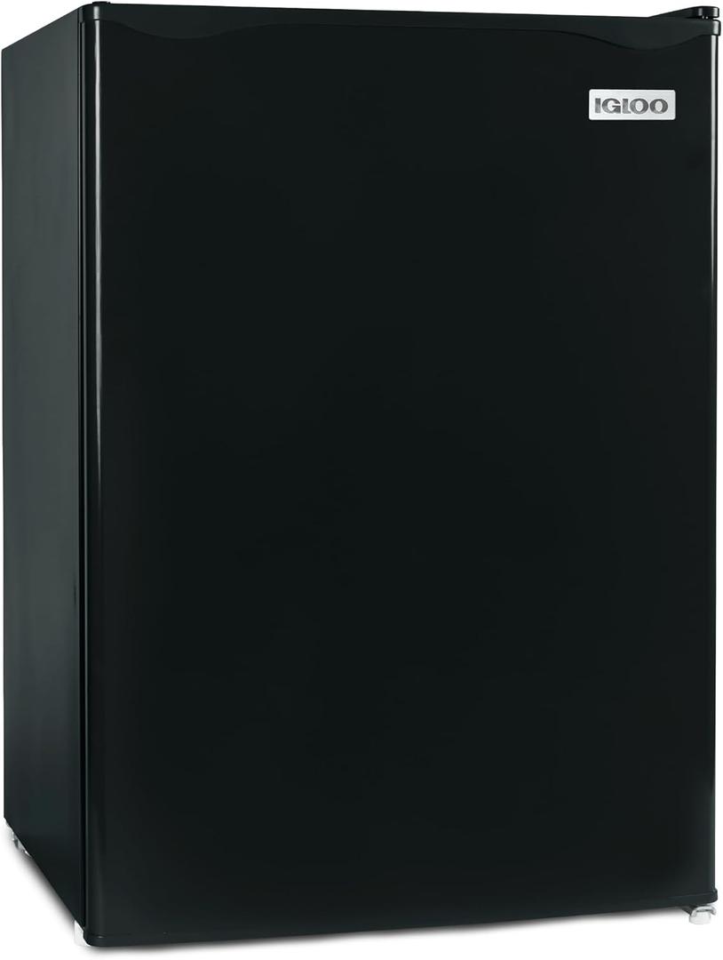 Igloo 2.6 Cu.Ft Mini Fridge with Freezer- Single Door Compact Refrigerator with Glass Shelves for Homes, Dorms & Offices- Keep Snacks, Drinks & Frozen Foods Cool with Temperature Control Fridge- Black