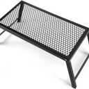 Folding Campfire Grill, 21.6" x 11.8" Heavy Duty Steel Grate with Legs, Portable Over Fire Camp Grill for Outdoor Cooking Traveling BBQ Picnic, Black