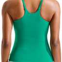 RUNNING GIRL Yoga Tank Tops for Women Built in Shelf Bra B/C Cups Strappy Back Activewear Workout Compression Tops (Green, L)