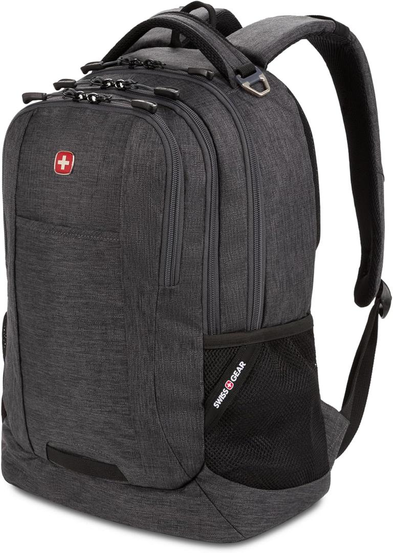 SwissGear 5505 Cecil 16 Laptop Backpack Charcoal  Daily Laptop Bag with Gear Attachment Options  Multiple Organizer Pockets & Padded Shoulder Straps (18-Inch)