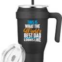 2 x Sursip 40 oz Insulated Tumbler with Handle and Straw-Stainless Steel Vacuum Insulated Mug,Gifts for Women Men Him Her,Iced Tea or Coffee,Drinks Cold up to 24 Hours,Fit Car Holder(Black)