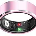 Smart Ring for Women, Fitness & Activity Tracker with Blood Pressure/ Heart Rate Monitor, Sleep Tracker, Step Counter, IP68 Waterproof Ring for iOS & Android, Fast Charge, No Subscription (Pink, Size: 8）