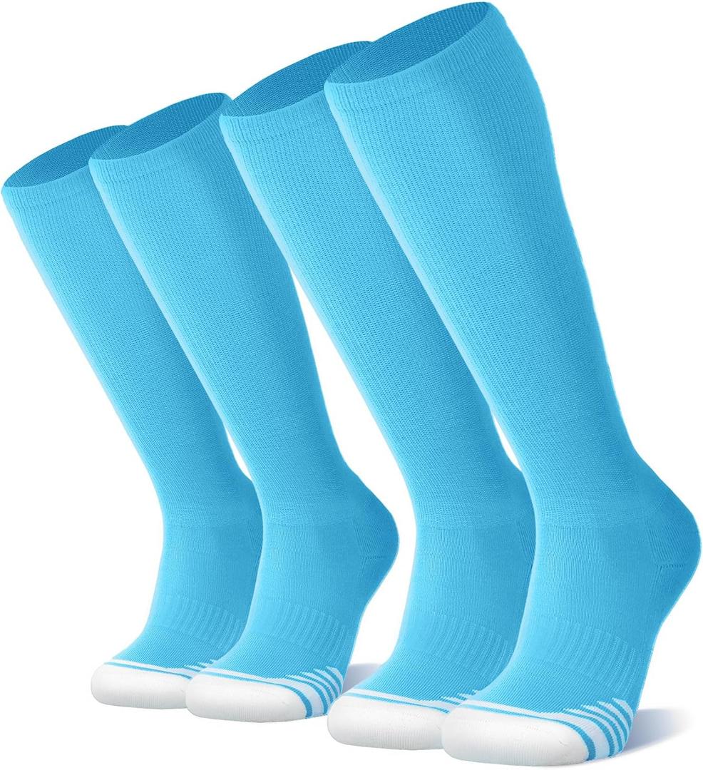 FITRELL 2/3 Pack Baseball Soccer Softball Socks for Kids Youth Men & Women Over-the-Calf Knee High Socks (Multiple Colors) (Small)