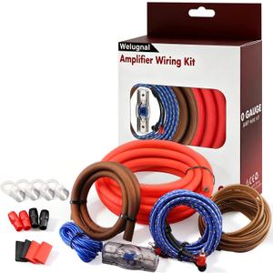0 Gauge CCA Amplifier Wiring Kit 3000W Complete - Copper Clad Aluminum Car Audio Power Cable with Fuse Holder & RCA | for Subwoofer Amp Install