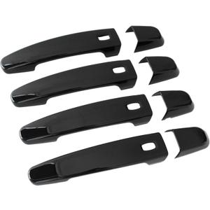 AUCERAMIC Glossy Black Exterior Door Handle Cover Trim W/ 4 Smart Keyhole Fit 2014-2022 Chevy Chevrolet Impala Malibu Volt Equinox Traverse Camaro GMC Acadia Terrain Caps Overlay