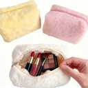 Makeup Bag Small Cosmetic Bags for Purse Women Girls Plush Simple Make Up Pouch