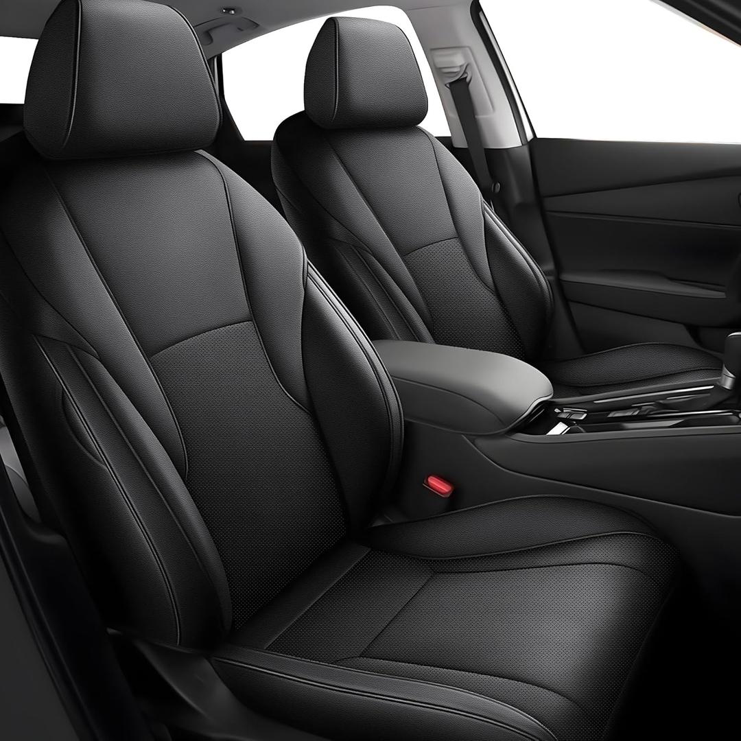 TTX LIGHTING Seat Covers for Honda Accord 2025 2024 2023 (EX, EX-L Hybrid, Sport Hybrid, Touring Hybrid) - Full Set Customized Faux Leather Car Seat Protector Black