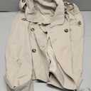 Tankaneo Womens Cropped Trench Coat Oversized Double Breasted Stand Collar Short Jacket Fall Casual Work Outerwear (Large, Light Khaki)