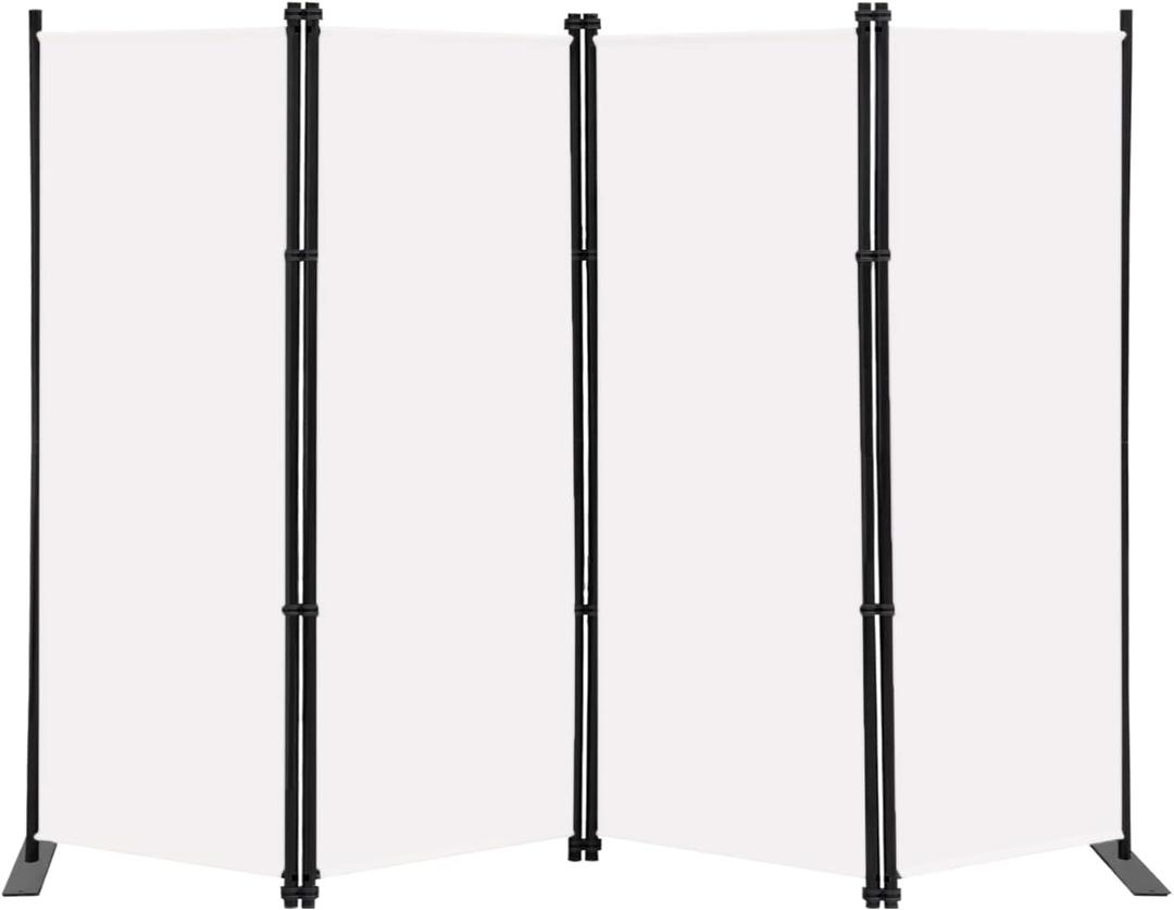 MAYOLIAH 4 Panel Room Divider Screen 6Ft Tall Foldable Privacy Dividers Indoor Wall Partition Room Separator White