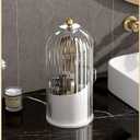 Makeup Brush Storage Box,360Rotating Bucket for Easy Access and Additional Storage for Dressing Table Items like Pen Holder,Lipsticks,and Dust-proof Cover Dividers (Transparent White)