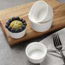 Foraineam Set of 12 Porcelain Ramekins Bakeware, 4 Ounce White Souffle Dishes Dessert Custard Baking Cups for Baking, Cooking, Serving