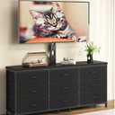 TV Stand with Mount for 32/55/65/75/85 inch TVs, Entertainment Center with 9 Fabric Drawers Dresser Storage, Height Adjustable Media Console