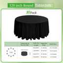 10 Pack Round Tablecloths - 120 Inch, Black Polyester Tablescape Fabric: Stain & Wrinkle Resistant, Ideal for Weddings & Parties