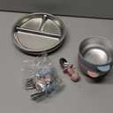 PandaEar 8PCS Baby Feeding Set | Stainless Steel Suction Plates and Bowls with Silicone Fork and Spoon Utensils | Baby Led Weaning Tableware for Toddlers & Kids (Pink & Blue)