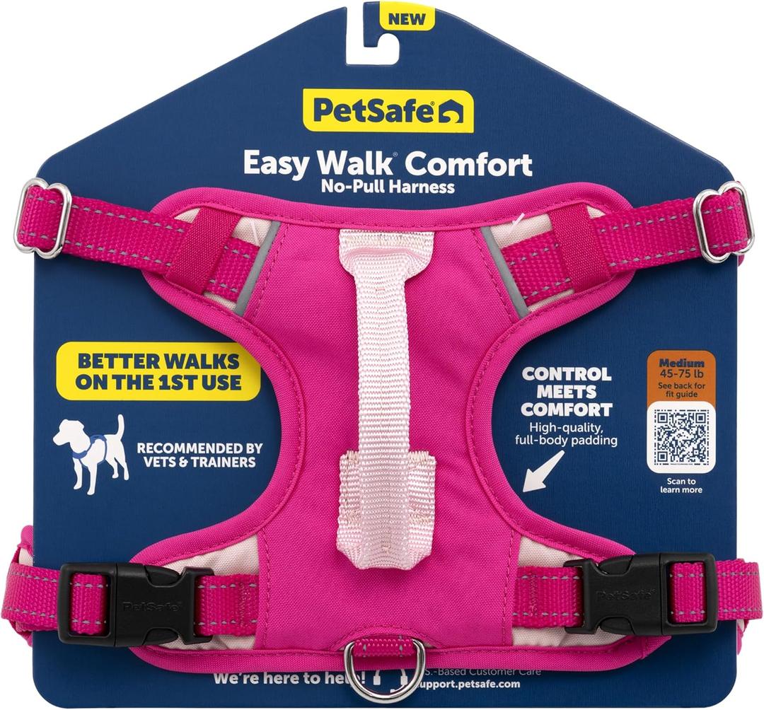 PetSafe Easy Walk Comfort No-Pull Dog Harness - Better Walk Training Harness - Full Body Padded Design - Durable Fabric - 5 Point Adjustable Fit - Everyday Leash Training - Pink - Large