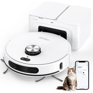 SHELIKI Robot Vacuum and Mop Combo, 3-in-1 Robotic Vacuums Cleaner with 70-Day Self-Emptying Base, LiDAR Navigation Smart Mapping & Strong 6000Pa Suction, for Pet Hair, Hard Floor, Carpet