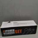 Silicone Cooking Utensils Set Utensil Sets - 446F Heat Resistant Silicone Kitchen Utensils Set Wooden Handles, Silicone Utensils for Cooking w Holder for Non-Stick Cookware BPA FREE (Black)