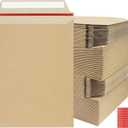 zmybcpack 100 Pack 6X8 inch Self Seal Photo Document Mailers Stay Flat Rigid Mailer Kraft Cardboard Envelopes Photography Mailers for CD, Photos, Document(Kraft Brown)