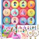 Bath Bombs for Kids with Surprise Inside Princess Toys Natural Bath Bombs Handmade Spa Organic Bubble Bath Bomb Bath Fizzy with Jewelry Set Girls Birthday Christmas Gift