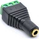 3.5mm 1/8" 3 Pole Female Jack TRS Stereo Audio Video to 3 Screw Terminal Female Headphone Replacement Solderless AUX Balun Converter Adapter 2-Pack