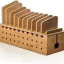 Prosumer's Choice Multi Device Charging Station - Bamboo Charging Dock and Cord Organizer for 10 Devices - Bamboo Desk Organizer Rack with Cable Box for Power Strip Storage, Phones and Tablets