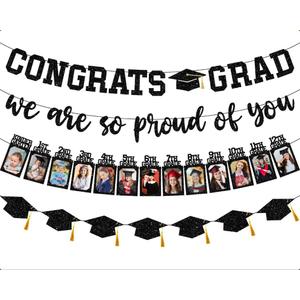 Graduation Decorations 2026, Easy Assemble Graduation Photo Banner K-12 Class of 2026 Journey Display for Parents Decor for Open House (5x7 inches photo)