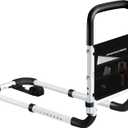 KingPavonini Bed Rails for Elderly Adults Safety - Adjustable Bed Cane with Non-Slip Ergonomic Handle and Storage Pocket, Bed Railings for Seniors Hold up to 350 Lbs, Tool-Free Installation (Medium)