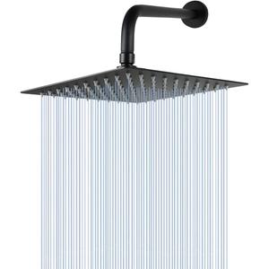 NearMoon Square Rain Shower Head With Extension Arm, Large Stainless Steel Rainfall Shower-Waterfall Full Body Coverage (8 Inch, Matte Black)
