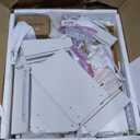 COMHOMA Makeup Vanity Desk with Mirror and Lights, Vanity Table and Chair Set with 4 Drawers and Charging Station, Bedroom Dresser Mirror& Adjustable 3 Color Modes, Storage Shelf, 32In White and Gold