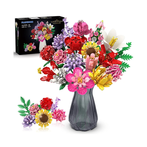 Matafyan Adults Flower Bouquet Building Set for Women, Botanical Building Kit, 11 Flowers Block Toys, with DIY Paper Vase (530 Pcs)