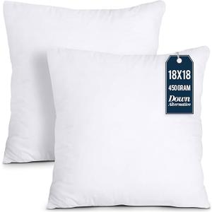 Utopia Bedding Throw Pillows Insert (Pack of 2, White) - 18 x 18 Inches Bed and Couch Pillows - Indoor Decorative Pillow